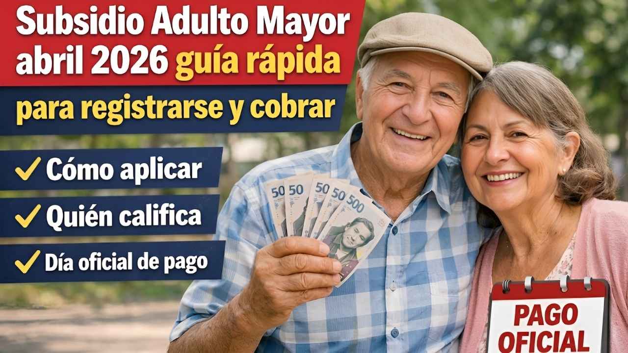 Subsidio Adulto Mayor abril 2026 guía rápida para registrarse y cobrar