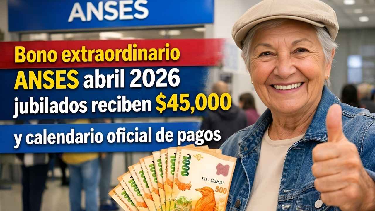 Bono extraordinario ANSES abril 2026 jubilados reciben $45,000 y calendario oficial de pagos