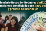 Calendario Becas Benito Juárez abril 2026 estudiantes beneficiados con 1800 pesos y proceso de inscripción